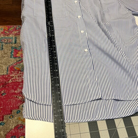 Blue & White Oversized Pinstriped Smocked Button-Up Shirt (XL / 1X) SO PRETTY! - Picture 14 of 14